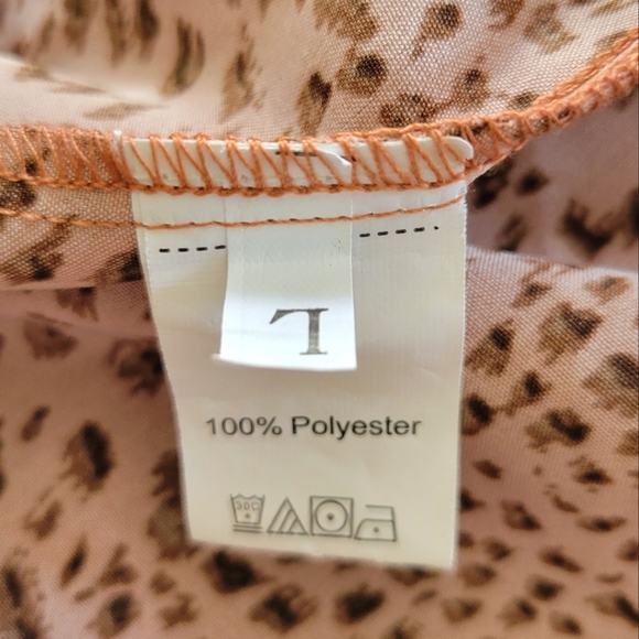 SHEIN Coral Orange Leopard Print Boho Dress Size Large - Picture 4 of 4